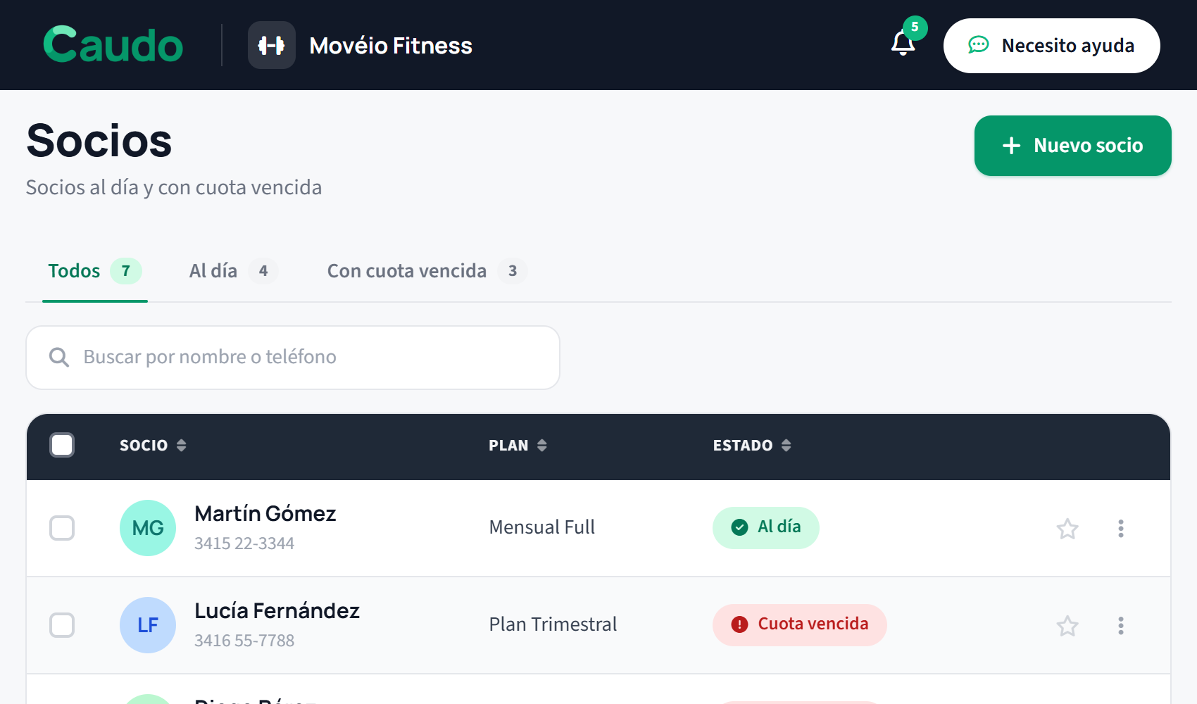 Gestión de clientes simple y ordenada